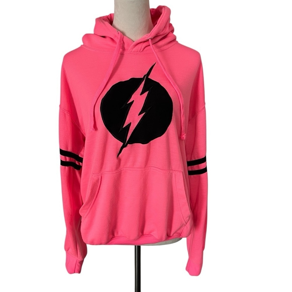 Six Flags The Flash Pink Medium Hoodie Lightning Bolt